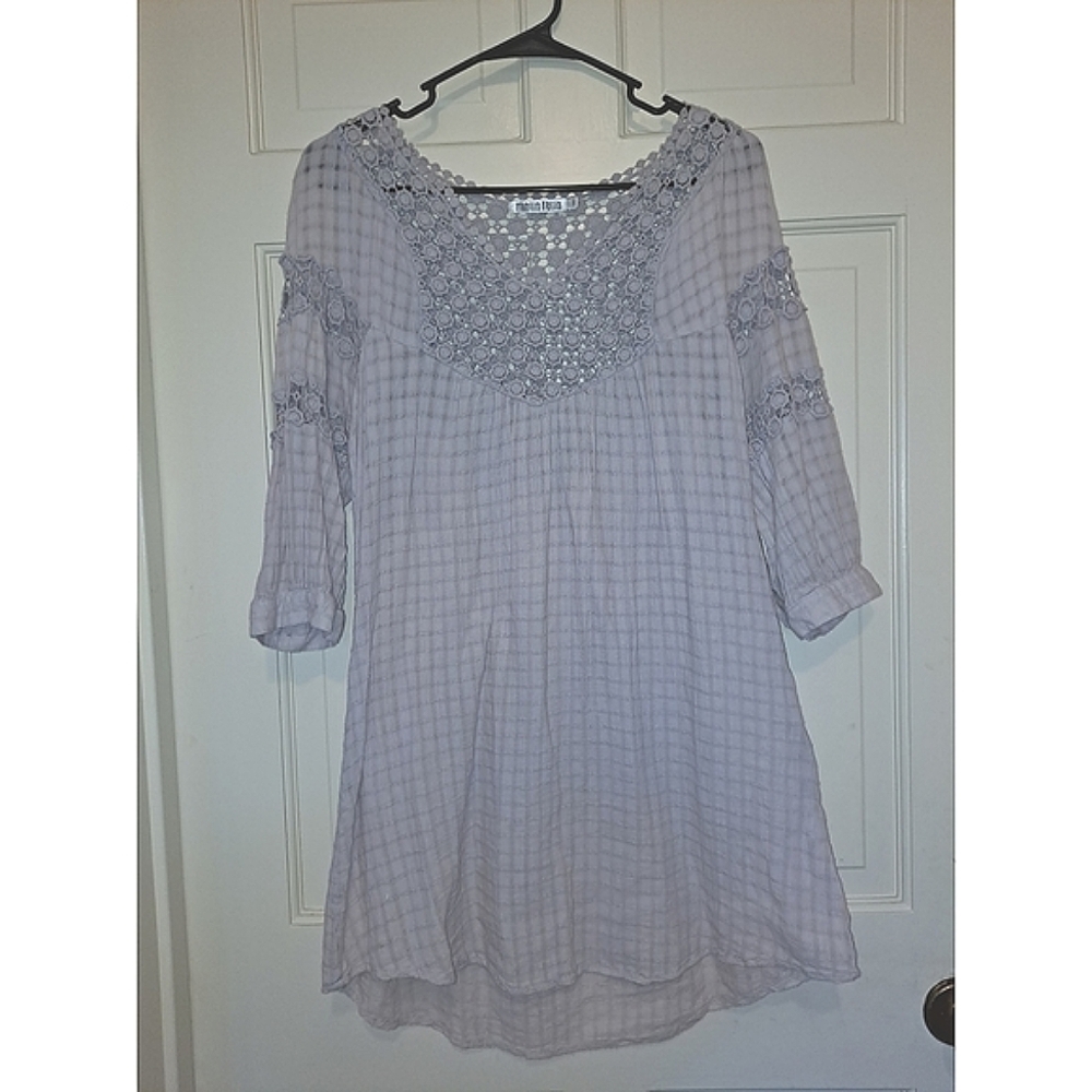 Women’s crochet dress lilac purple mini short sleeve formal dance summer travel